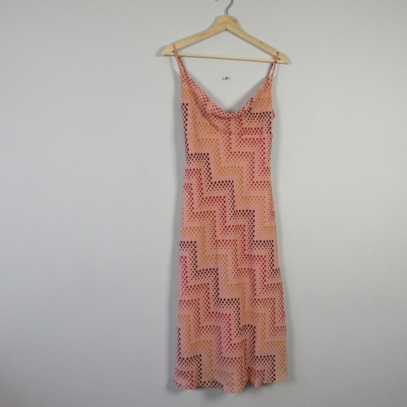 Studio Soleil Maxi Dress M Pink Dots Cowl Neck Spaghetti Strap y2k Slip Vtg 270 - Picture 1 of 16